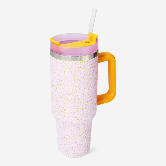 Multi coloured tumbler with lid and straw - 1.2 L