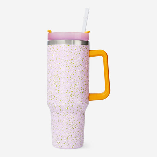 Multi coloured tumbler with lid and straw - 1.2 L