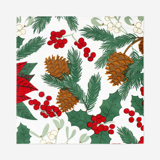 Napkins with Christmas flower print - 16 pcs