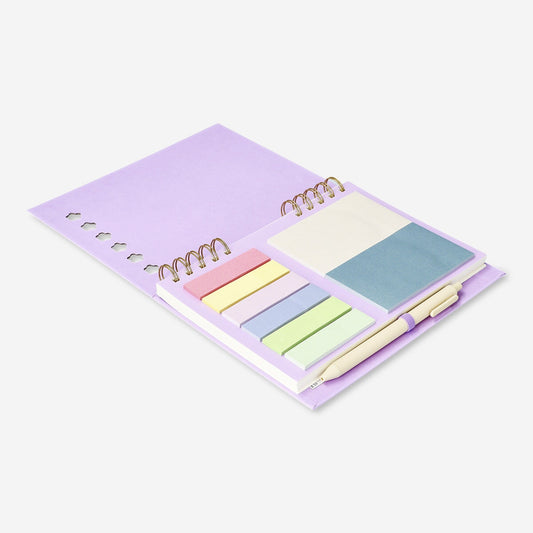 Notebook with page markers and pen