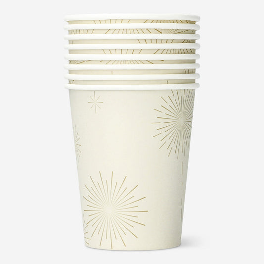 Paper cups with fireworks design - 8 pcs