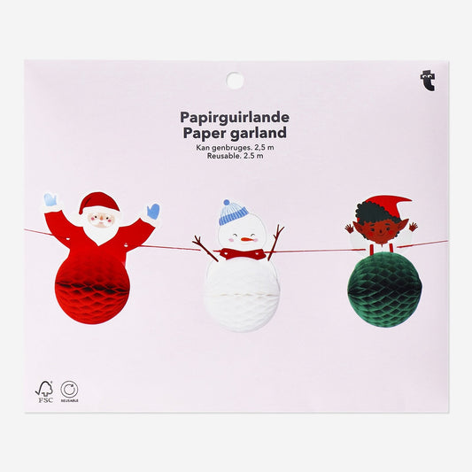 Papiergirlande mit Weihnachtsfiguren - 250 cm