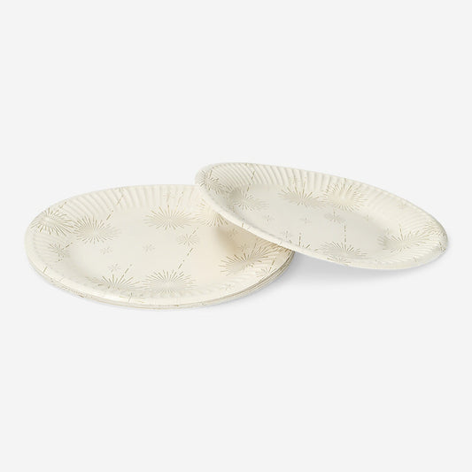 Assiettes en papier avec motif de feux d'artifice - 8 pcs