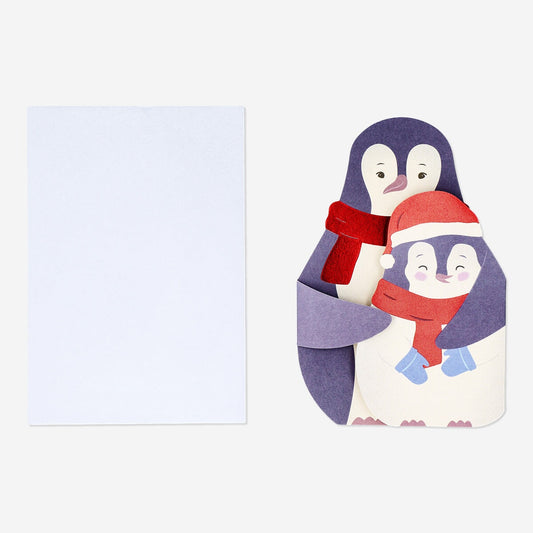 Tarjeta desplegable Pingüino con sobre