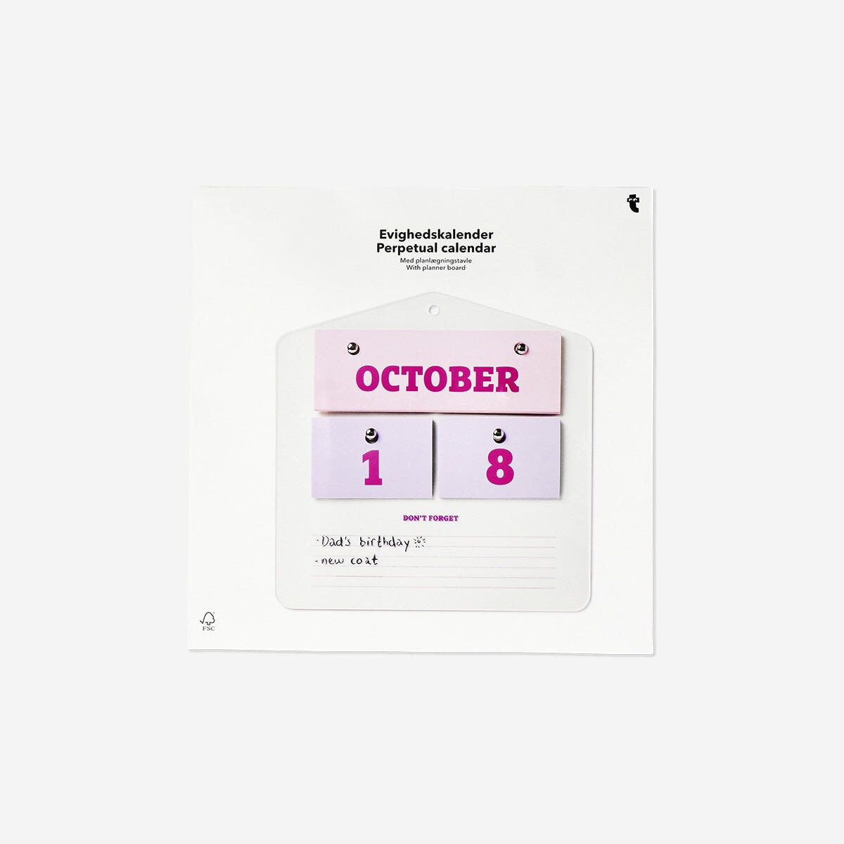 Perpetual acrylic wall calendar Office Flying Tiger Copenhagen 