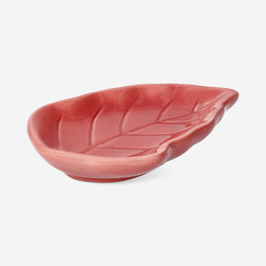 Pink leaf trinket tray - 13 cm