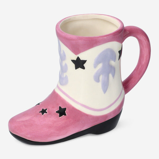 Tasse en forme de botte de cow-boy rose