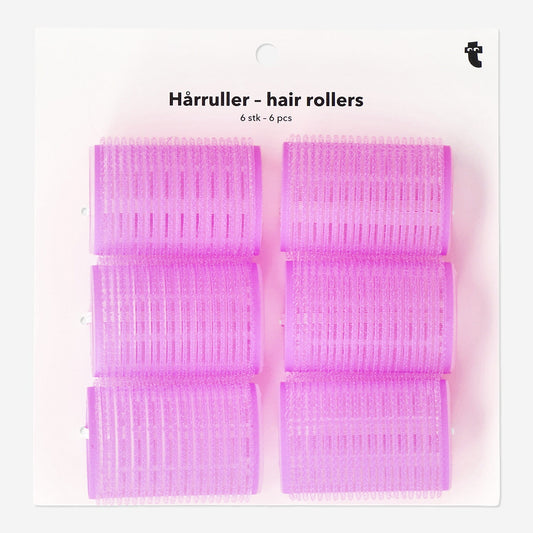 Pink Hair Rollers - 6 pcs