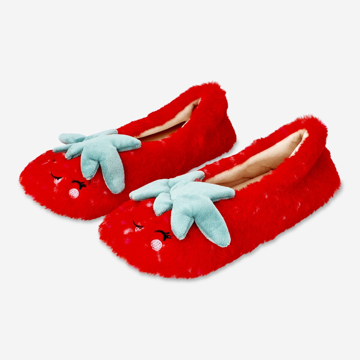 Plush Strawberry Slippers - 37/38 Textile Flying Tiger Copenhagen 