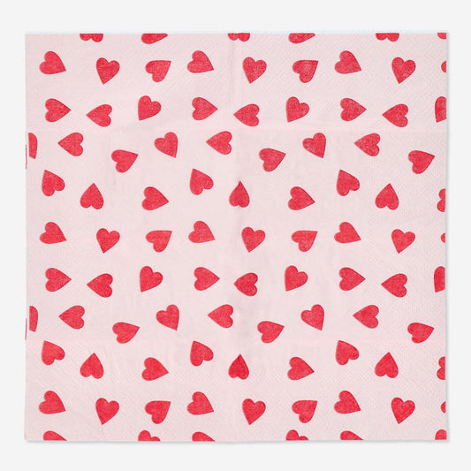 Pocket tissues with red hearts - 10 pcs