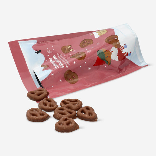 Bretzels enrobés de chocolat au lait