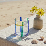Verre à boire à rayures bleues et vertes - 300 ml
