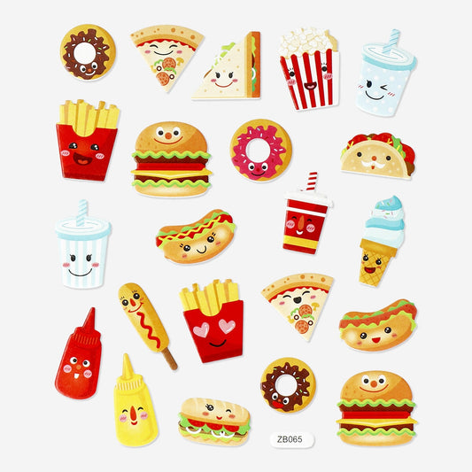 Puffy food stickers