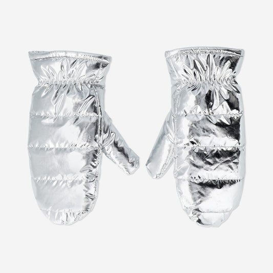 Puffy silver mittens - One Size