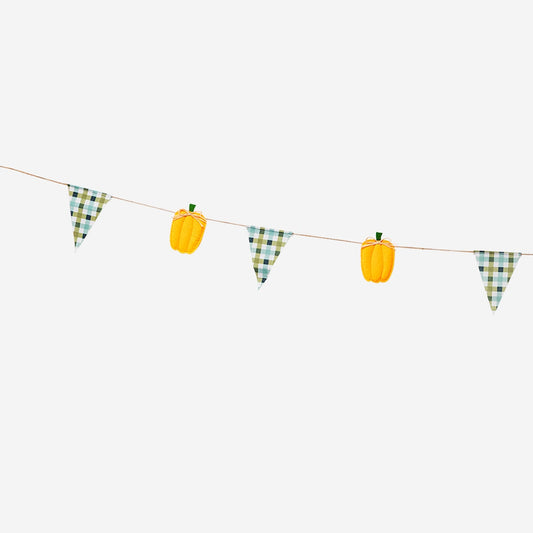 Pumpkin garland with checks - 300 cm