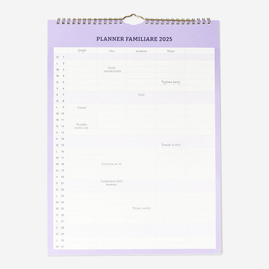 Purple Family Wall Planner - Italian