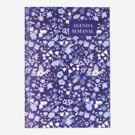 Purple Floral Weekly Diary - Spanish