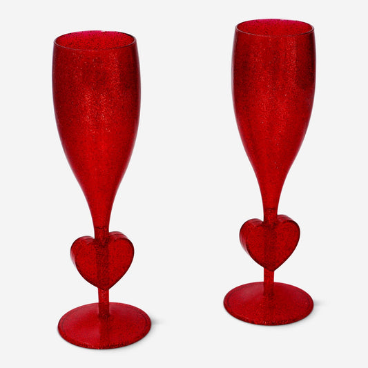 Red champagne flutes - 2 pcs