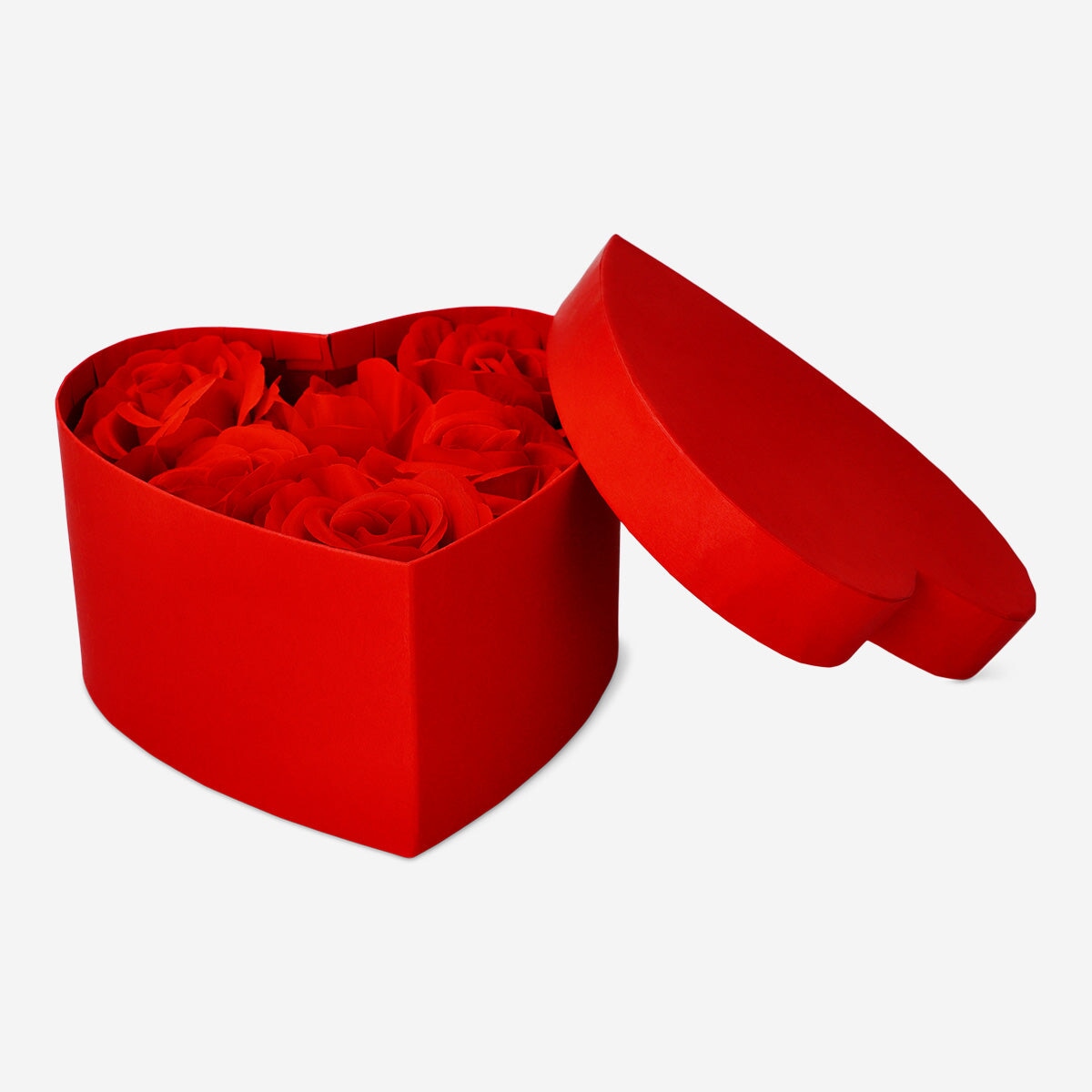 Red heart shaped box with 6 decorative roses Home Flying Tiger Copenhagen 