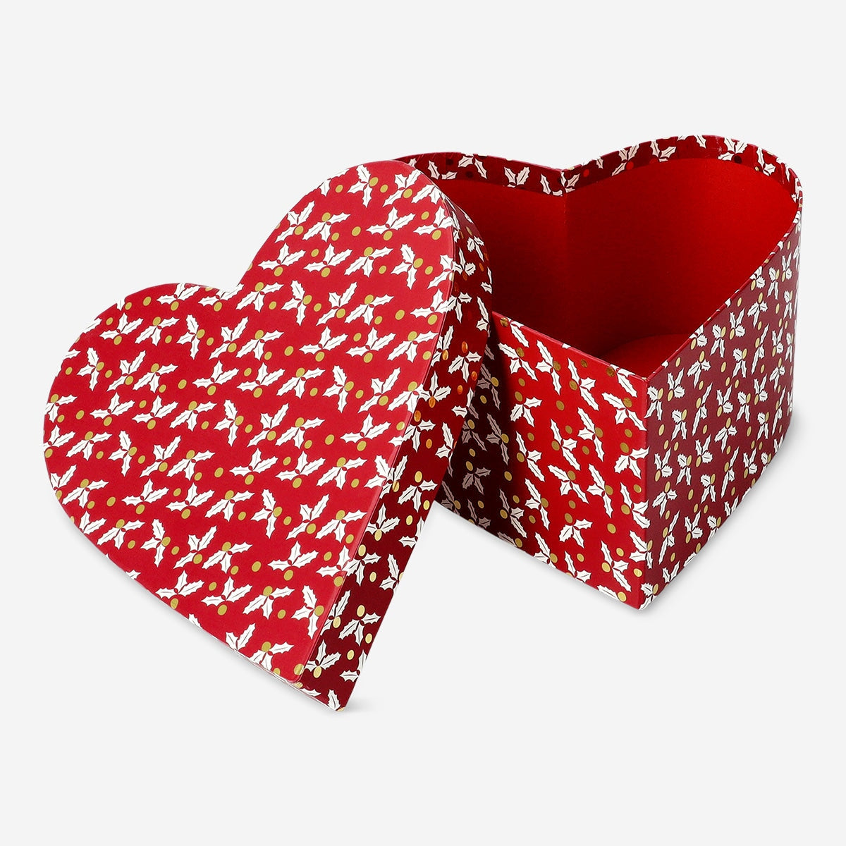 Red Heart-Shaped Gift Box with Hollies Party Flying Tiger Copenhagen 