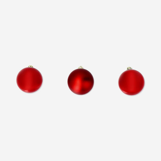 Red medium baubles in plastic - 16 pcs