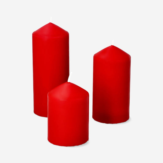 Red pillar candles - 3 pcs