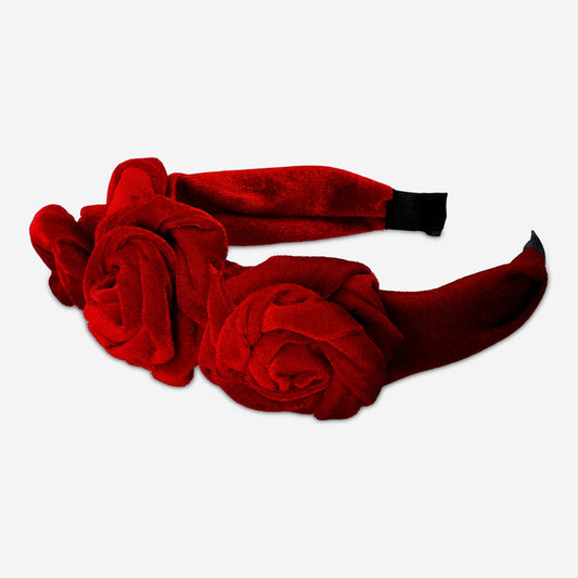 Red velvet hairband - For adults