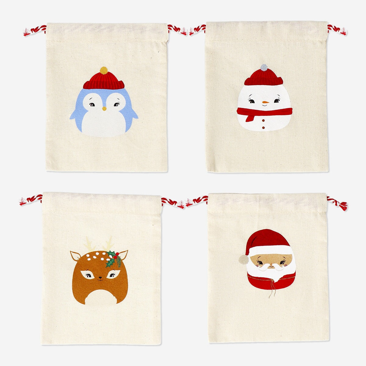 Reusable Cotton Gift Bags with Christmas Motifs - 4 pcs Party Flying Tiger Copenhagen 