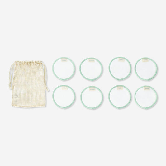 Almohadillas de algodón reutilizables con bolsa de malla - 8 piezas
