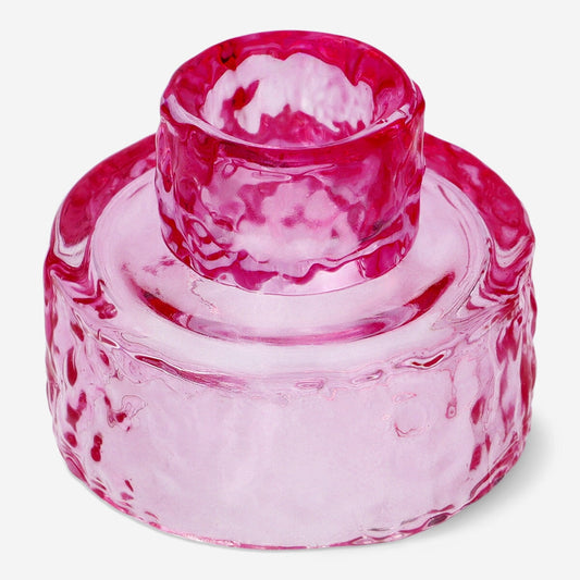 Reversible pink candle and tealight holder