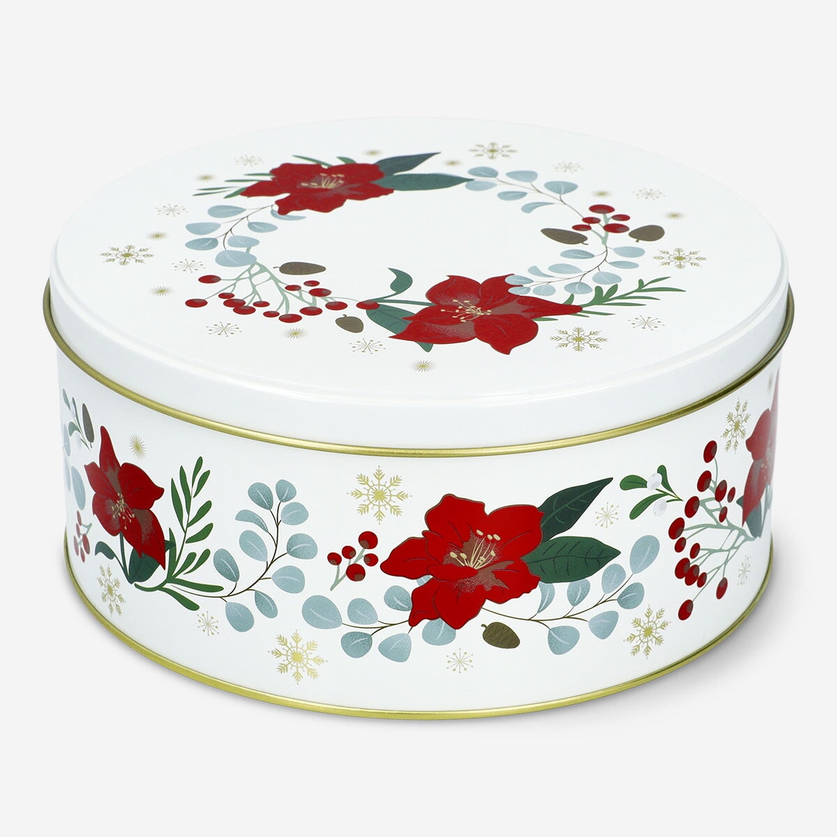 Round Cake Tin with Christmas Flowers Kitchen Flying Tiger Copenhagen 