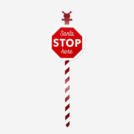 Santa Stop Here Χριστουγεννιάτικη πινακίδα