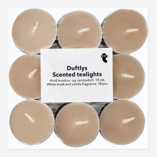 Scented Tealights with White Musk and Vanilla Fragrance - 18 pcs