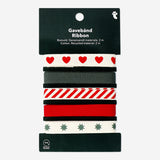 Set of Cotton Ribbon with Hearts and Candy Cane Pattern - 5 pcs Party Flying Tiger Copenhagen 