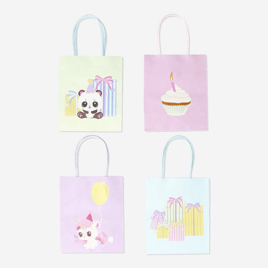 Set cadeauzakjes met dierenprint - 4 stuks