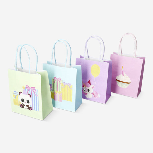 Set cadeauzakjes met dierenprint - 4 stuks