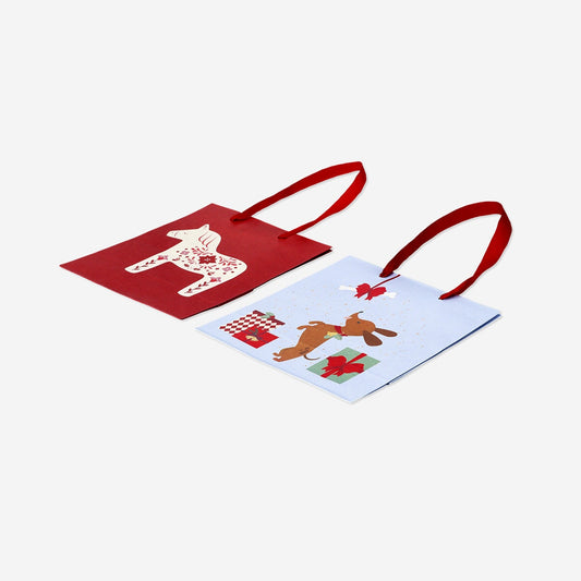 Set of gift bags with Christmas print - 4 pcs