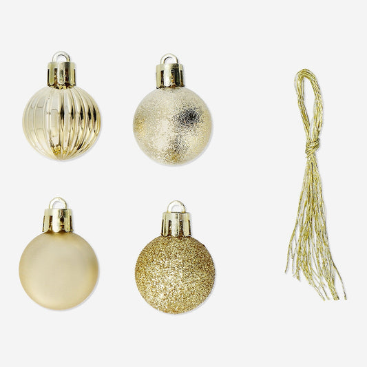 Set of gold Christmas baubles - 16 pcs