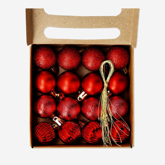 Set of red Christmas baubles - 16 pcs