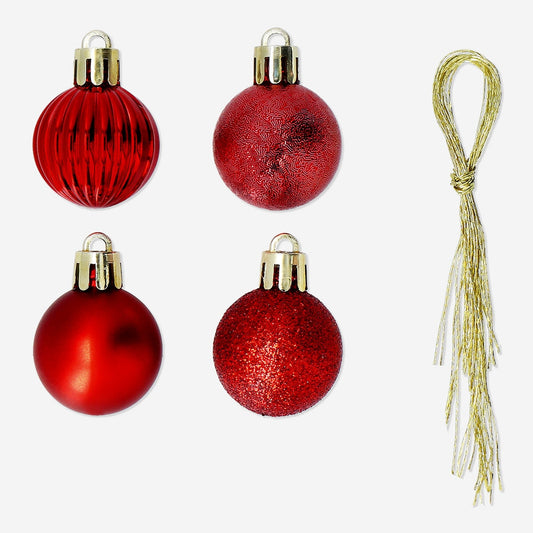 Set van rood Kerstdag kerstballen - 16 stuks