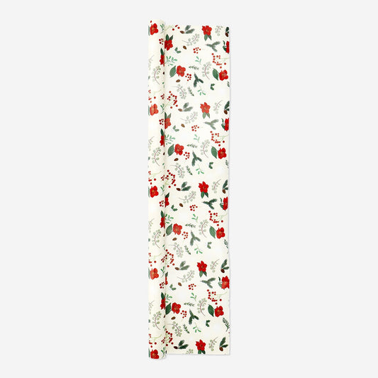 Ensemble de Papier cadeau avec fleurs de Noël - 3 pcs