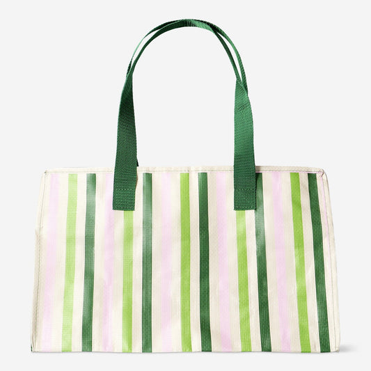 Shopper bag with green stripes