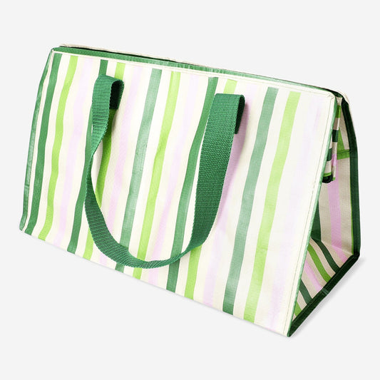 Shopper bag with green stripes