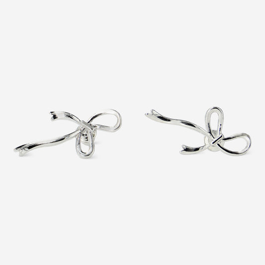 Silver bow earrings - 2 pcs