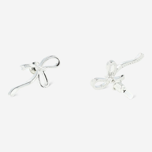 Silver bow earrings - 2 pcs