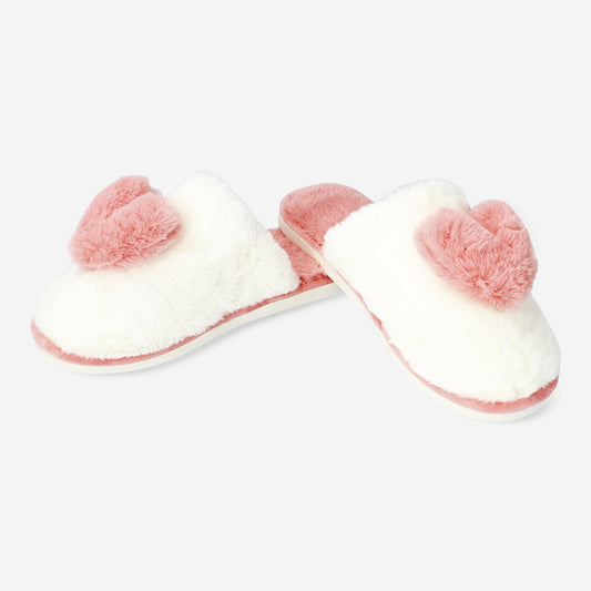 Slippers with big plush hearts - 39/41