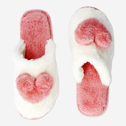 Slippers with big plush hearts - 39/41