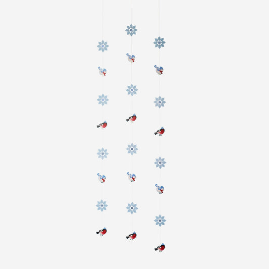 Snowflake and bird hanging decorations - 3 pcs