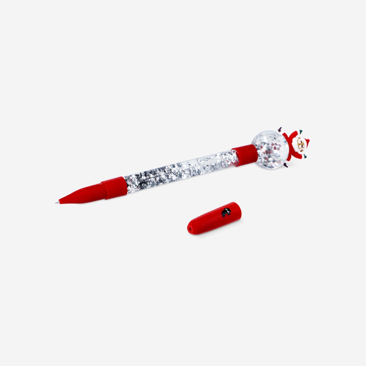 Snowglobe Santa ballpoint pen - Black ink Office Flying Tiger Copenhagen 