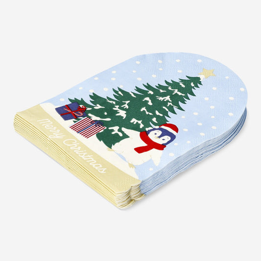 Snowglobe shaped napkins - 16 pcs